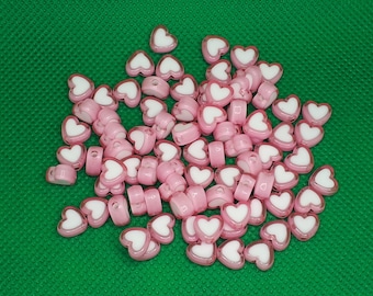 Heart Beads Beads Acrylic Heart in Heart Craft Beads Pink Acrylic Beads Craft Sewing