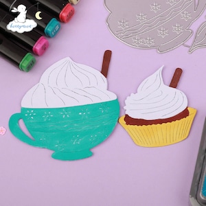 Prägeschablone Cupcake Kuchen Stanzschablone prägen Kaffee stanzen Schablone