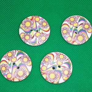 Wooden buttons XXL Ø 30 mm motif 2 craft buttons sewing button wooden button scrapbooking