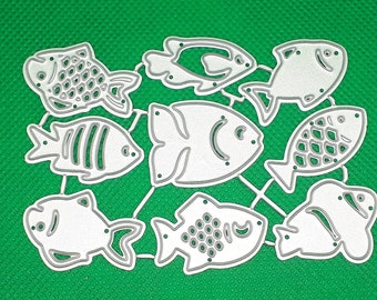 Pre-scraped fish Punching template Water Animals emboss punching