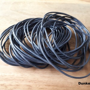 Leather strap dark grey round 2 mm leather cord band craft cord