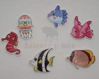 Boutons Poisson Bouton Animaux Eau Bois de mer Faire de la couture Scrapbooking