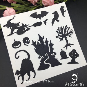 Embossing stencil Halloween kat snij stencil heks pompoen kasteel embossing ponsen