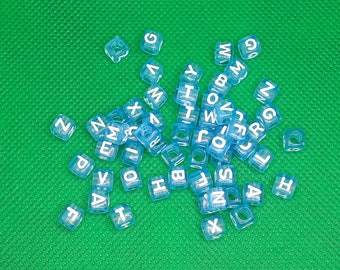 Letter cube beads blue transparent acrylic letter cube white craft acrylic beads alphabet