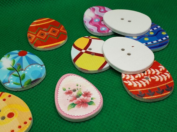 100 Bottoni In Legno Colorati Modello Variopinto Per Cucito, Scrapbooking E DIY Mestiere - 21x28mm - 4