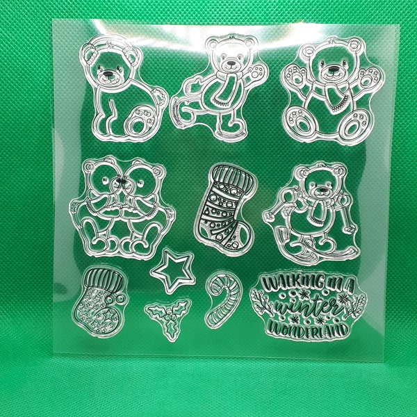 Silicone Stamp Bear Christmas Bear Stamp Winter Clear Clearstamps