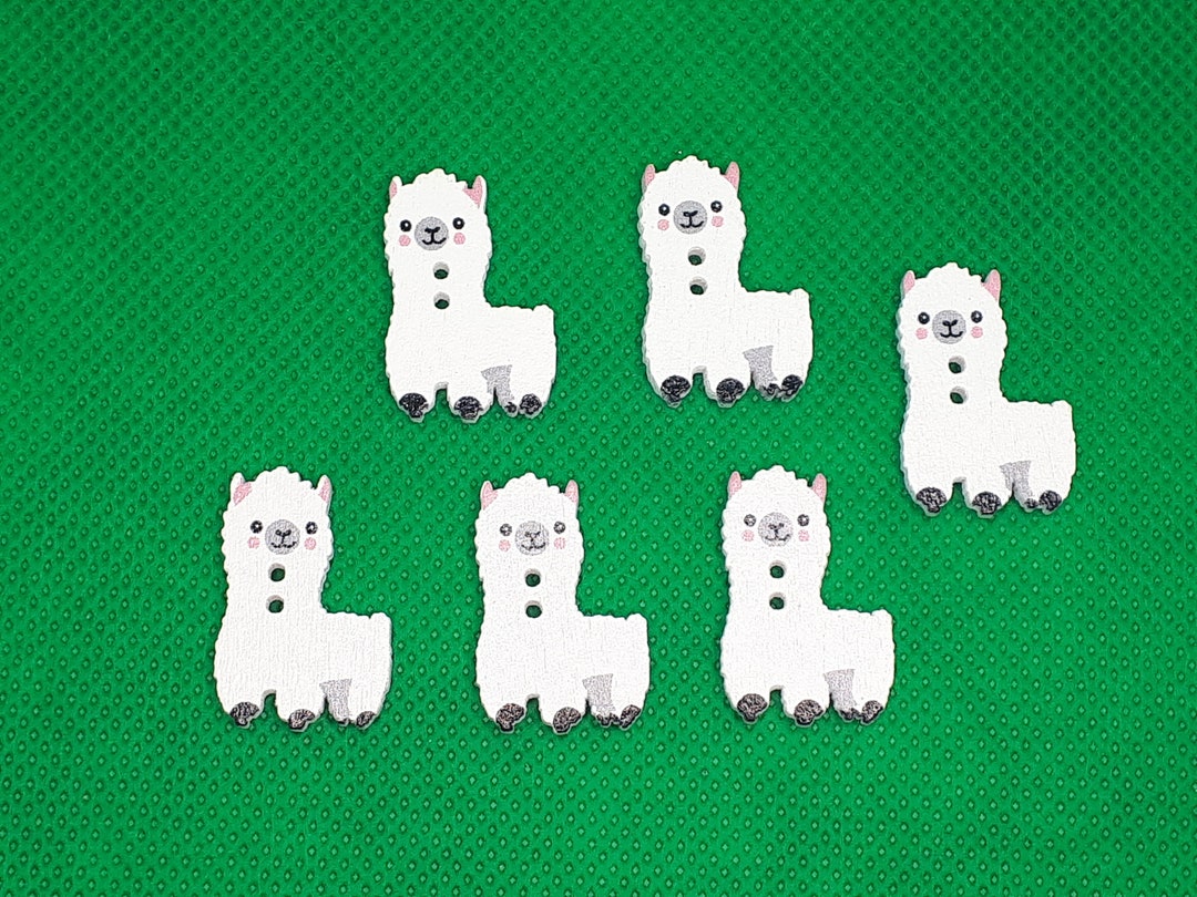 Wooden Buttons Alpaca Buttons Zoo Craft Sewing Wooden Button - Etsy