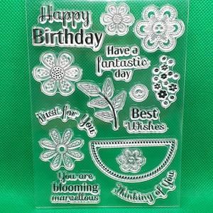 Siliconen stempel Beste wensen Gelukkige verjaardag Stempel Bloemen Clear Stamps