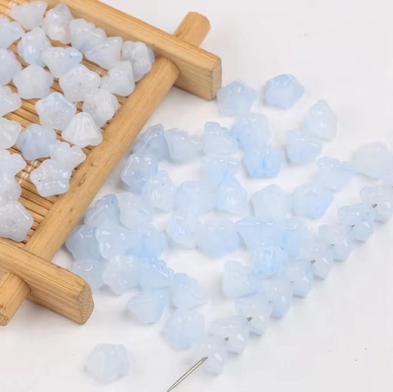 Glass Beads Lily Flower Glass Craft Beads 20 Pieces Lampwork Beads Etsy