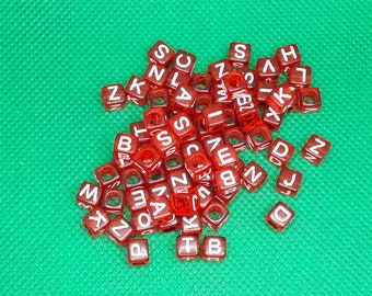 Lettre cube perles rouge transparent acrylique lettre cube blanc artisanat perles acryliques blanches alphabet