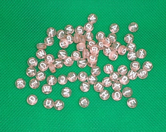 Perles de lettres rond rose transparent perles acrylique lettres blanches bricolage perles acryliques Alphabet