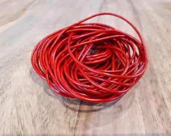 Leather cord round red 2 mm leather cord cord tinker cord