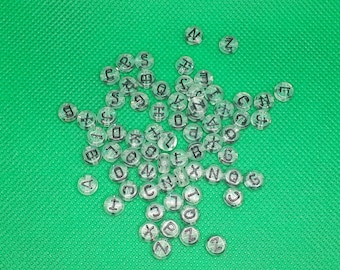 Perles de lettres rond transparent avec paillettes noir perles bricolage perles acryliques Alphabet