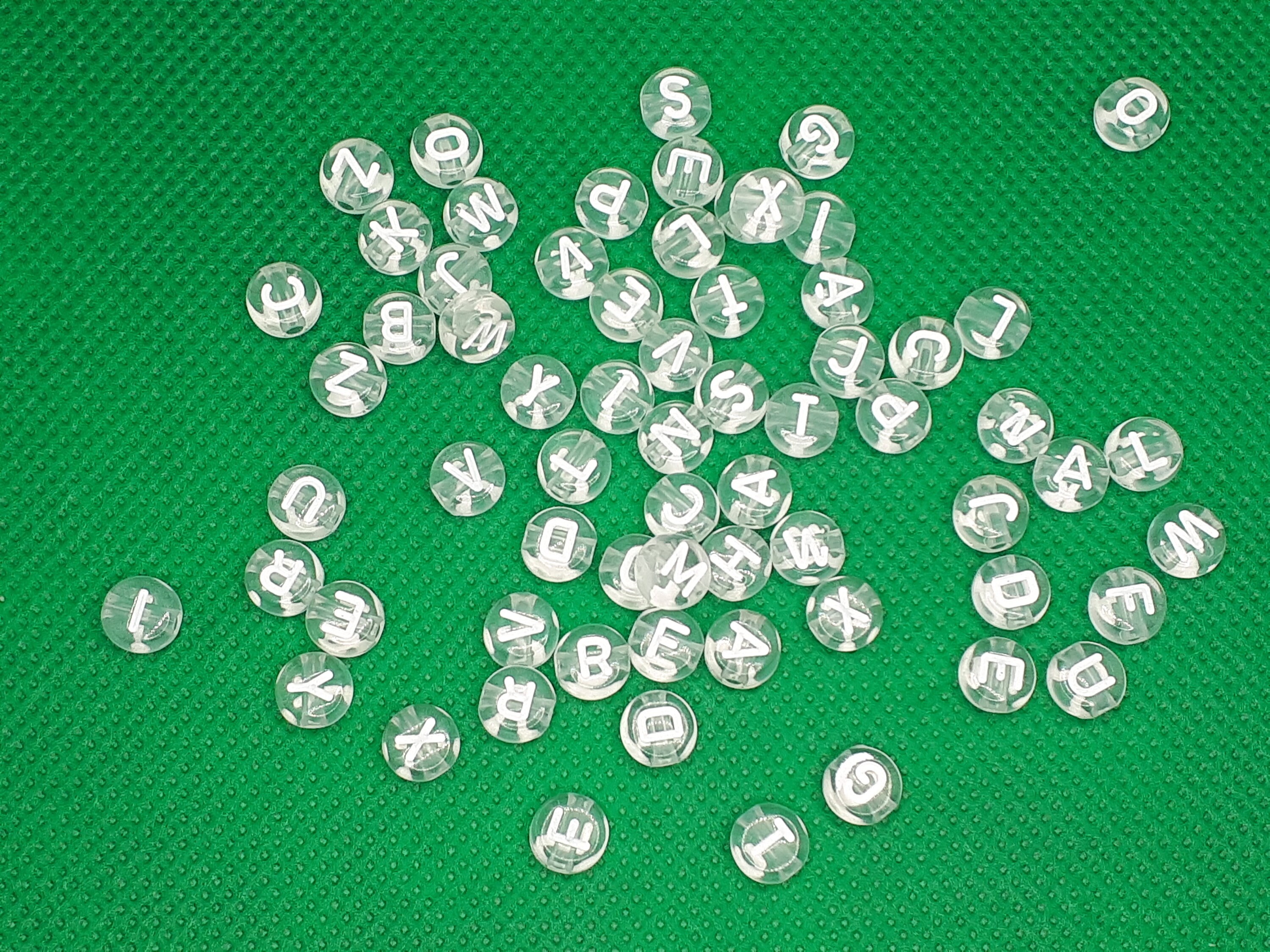 Letter beads round white transparent beads acrylic white letters craft acrylic beads alphabet