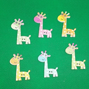 Giraffeknopen, giraffen, kleurrijke houten knopen, ambachtelijke naaiknopenhout