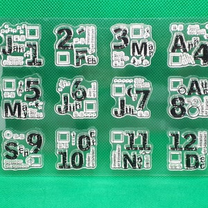 Timbro in silicone Mesi Giorni Timbro Calendario Timbri trasparenti trasparenti