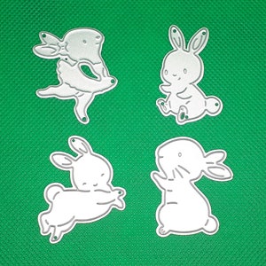 Prägeschablone Hasen 4er Set Stanzschablone Kaninchen prägen stanzen Schablone