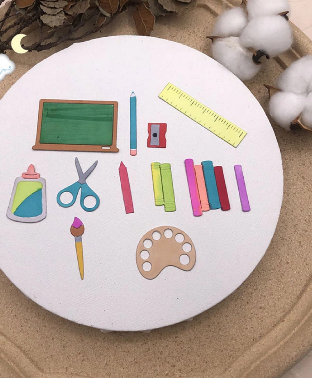 Embossing Stencil School Set Cutting Stencil Embossing Scissors Brush ...