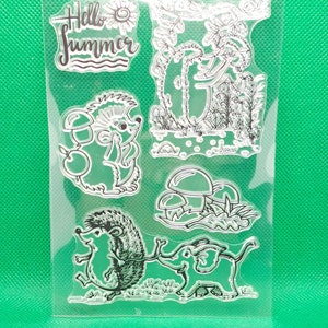Tampon en silicone Tampon hérisson d'été Champignon Clearstamps clairs