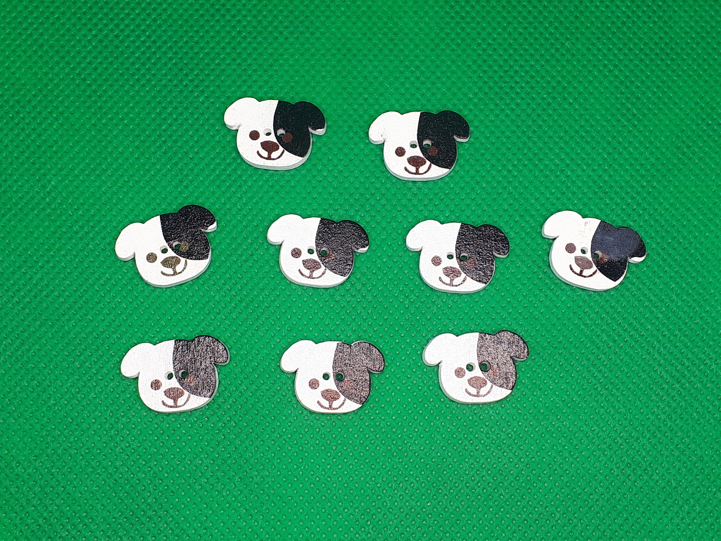 Wooden buttons dog head buttons black white craft sewing wooden button