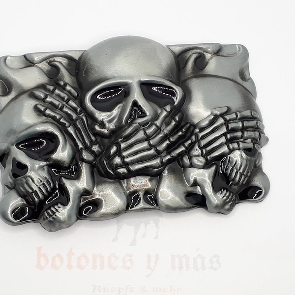 Gürtelschnalle nichts hören - nichts sagen - nichts sehen Schnalle Skull Totenkopf Dornschnalle Metall