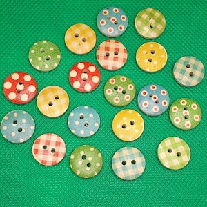 Wooden buttons mix Ø 15 mm tinker sewing different motif wooden buttons scrapbooking