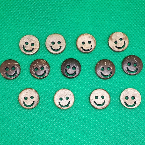 Knopf Smiley natürlichen Kokos lächeln Knöpfe Ø 13 mm Holz Gesicht basteln nähen Scrapbooking