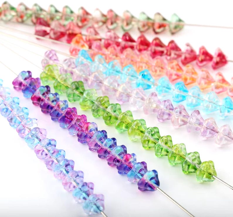 Glass Beads Lily Flower Glass Craft Beads 20 Pieces Lampwork Beads Etsy