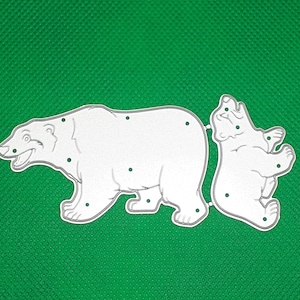 Pochoir de gaufrage maman ours polaire avec garçon, pochoir de découpe, ours des neiges, gaufrage