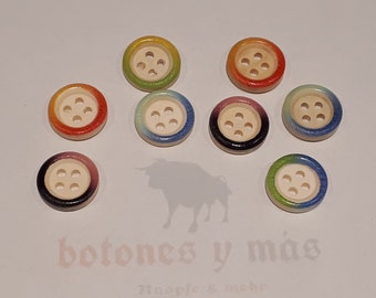 Colorful edge button two-tone buttons tinker sewing wooden buttons