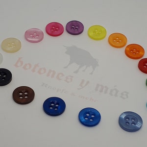 Bouton résine rond 11 mm 4 trous couture artisanale boutons différentes couleurs image 1