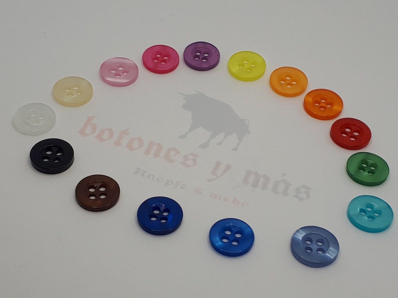 Bouton résine rond 11 mm 4 trous couture artisanale boutons différentes couleurs image 1