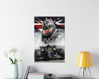 Lewis Hamilton Formula 1 Racing Poster, Motorsport Wall Art