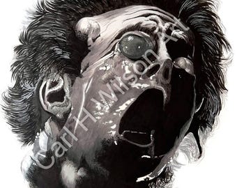 The Thing Palmer Transformation Art Print – 80s Sci-Fi Horror Classic, Pen & Ink Illustration