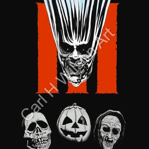 Halloween III: seizoen van de heks - griezelige muurkunstprint | Geïnspireerd op horrorfilmposter | 11 x 14 premium inkttekening