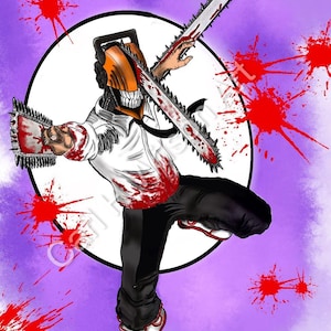 Chainsaw Man Denji Anime Art Print | Chainsaw Devil Illustration | Chainsaw Man Fan Gift | Denji Poster | Anime Wall Art Print 11x14