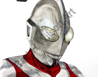 Retro Tokusatsu Hero Art Print – Japanese Sci-Fi Inspired Illustration Poster