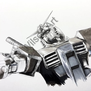 Mobile Suit Gundam Mecha Art Print | 11x14 Premium Anime Mecha Wall Decor | Pen & Ink Mecha Robot Illustration | Gundam Gift for Collectors