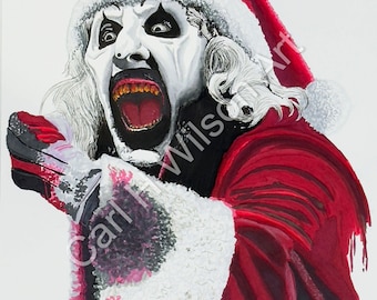 Sinister Clown Christmas Horror Art Print – Creepy Holiday Wall