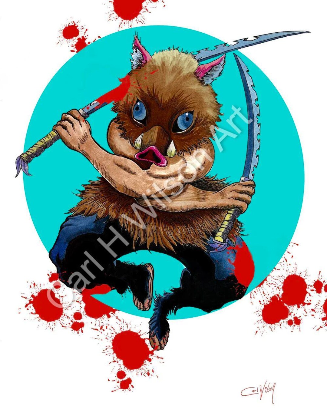 Modern Inosuke Inosuke Hashibira Demon Slayer Art Print | 11x14 Anime Wall Art ...
