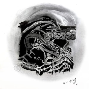 Alien Xenomorph Horror Art Print | Sci-Fi Space Creature Wall Decor | 11x14 Matte Print