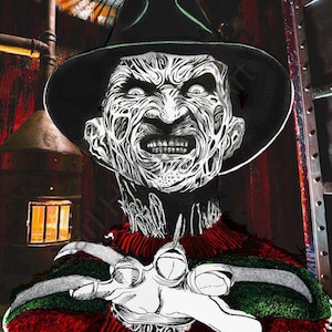 Freddy Krueger Horror Art Print | Nightmare on Elm Street Fan Art | 11x14 Ink & Marker Print