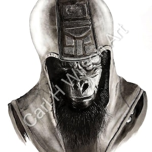 Commanding Stare – Planet of the Apes Inspired Art Print | 11x14 Premium Horror Sci-Fi Wall Decor
