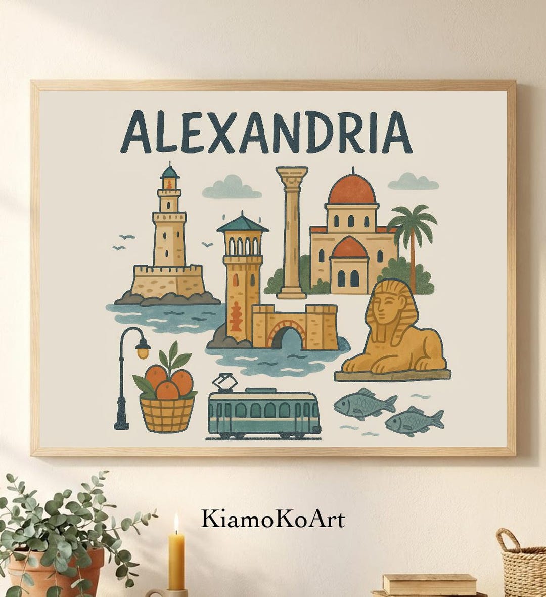 Alexandria Hand Drawn Style Illustrated Travel Poster PRINTABLE, Iconic ...
