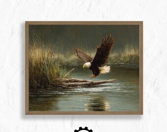 Majestätisch Adler, Wildtier Kunst, Vintage druckbare Wandkunst, Rückzugsort für Naturliebhaber