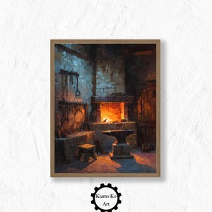 Blacksmith Workshop Art Print, Vintage Craft Decor, Rustic Wall Art, Printable Download, Home Decor Gift, Vintage Wall Art