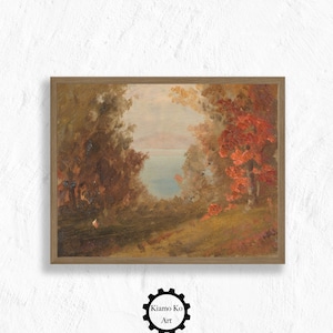 Herbst am See druckbare Kunstwerk, Vintage Kunstwerk, digitaler DRUCKBAR Download, ästhetische Kunst