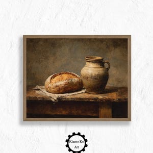 Cozy Kitchen, Rustic Bread Loaf And Pot, Printable Wall Art, Home Decor, Farmhouse Style, Culinary Art, Kitchen Decor Gift