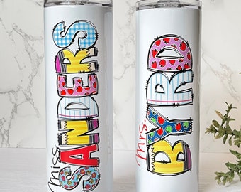 Personalized Teacher Tumbler, School Print 20oz Skinny Tumbler