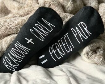 Perfektes Paar Valentinssocken, personalisierte Valentinssocken, Valentinstagsgeschenk für ihn, personalisierte Socken für ihn, Paarsocken